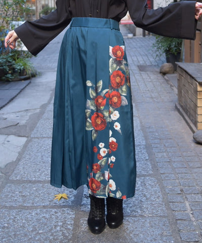 Camellia Pattern Long Skirt