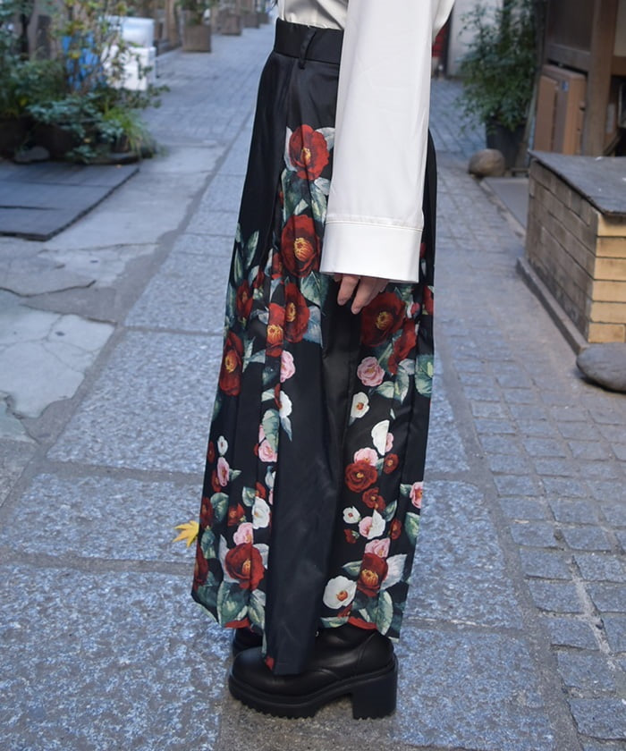 Camellia Pattern Long Skirt