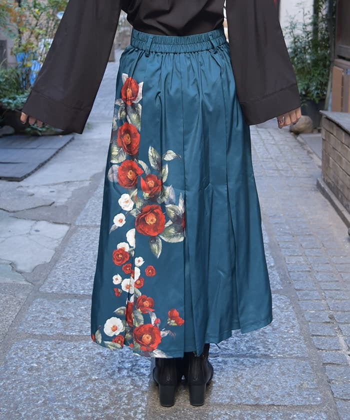 Camellia Pattern Long Skirt