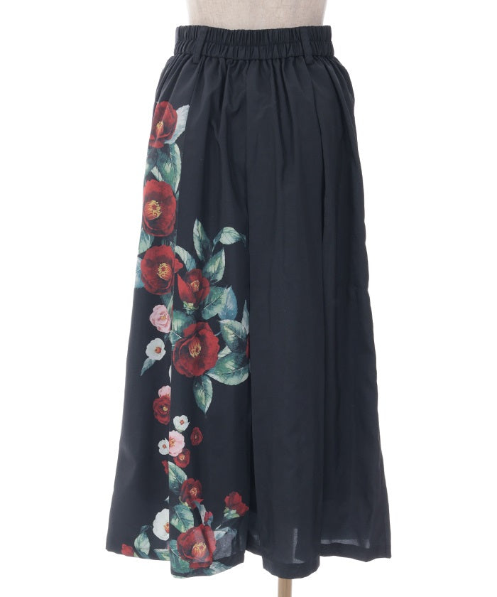 Camellia Pattern Long Skirt