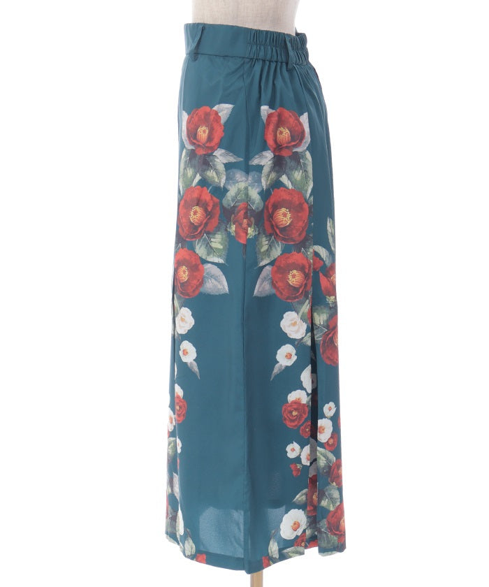 Camellia Pattern Long Skirt