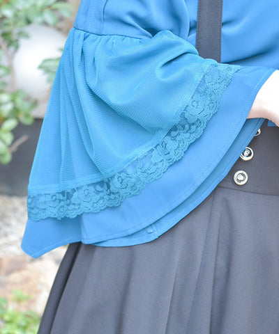 Princess Sleeves Style Frill Blouse with Ribbon