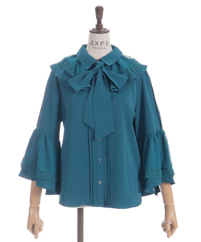Princess Sleeves Style Frill Blouse with Ribbon