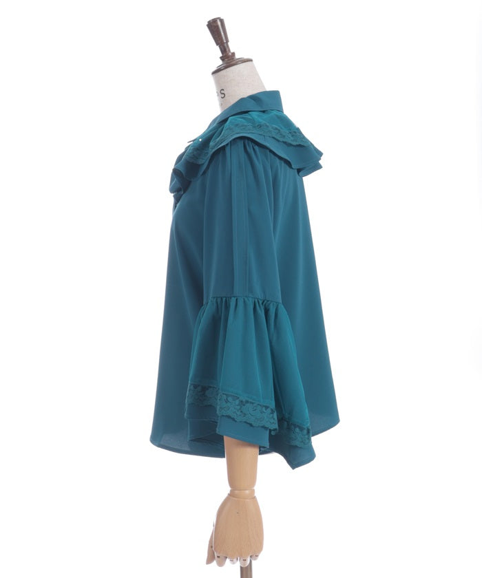 Princess Sleeves Style Frill Blouse with Ribbon