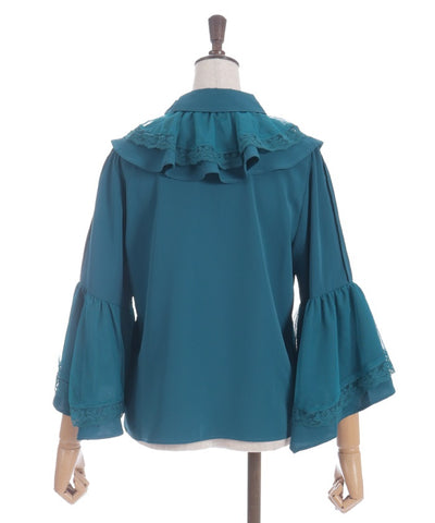 Princess Sleeves Style Frill Blouse with Ribbon