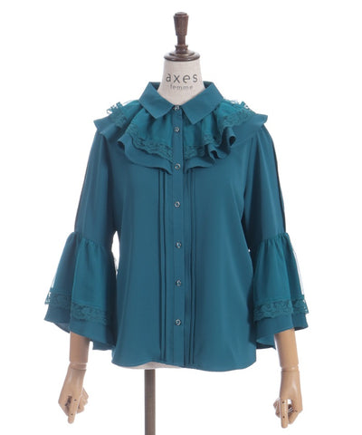 Princess Sleeves Style Frill Blouse with Ribbon