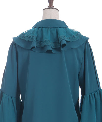Princess Sleeves Style Frill Blouse with Ribbon