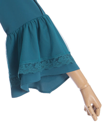 Princess Sleeves Style Frill Blouse with Ribbon