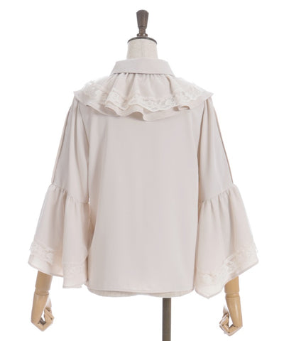 Princess Sleeves Style Frill Blouse with Ribbon