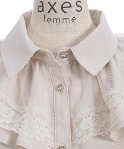 Princess Sleeves Style Frill Blouse with Ribbon