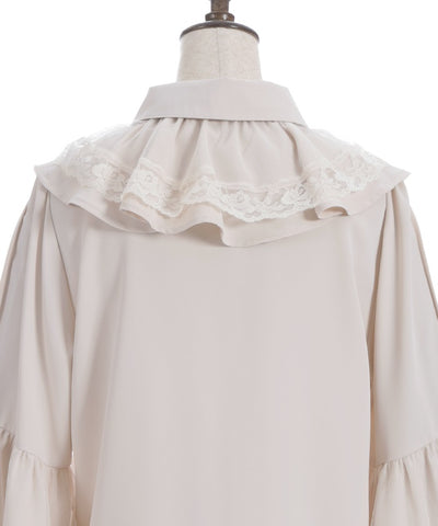 Princess Sleeves Style Frill Blouse with Ribbon