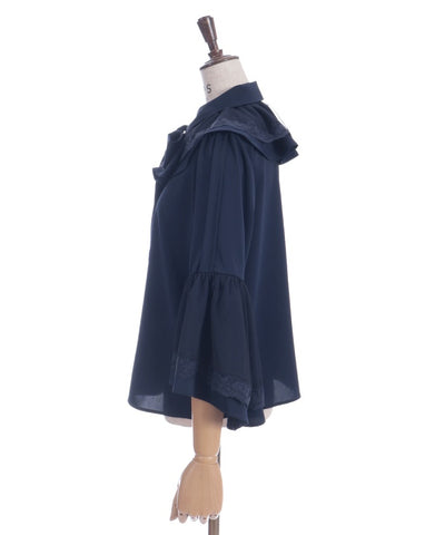 Princess Sleeves Style Frill Blouse with Ribbon