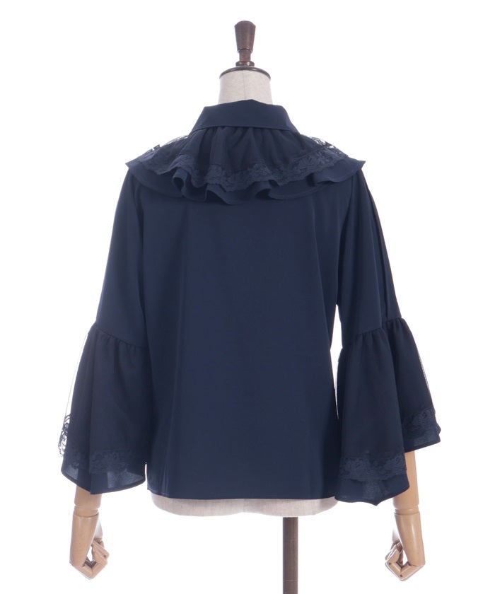 Princess Sleeves Style Frill Blouse with Ribbon