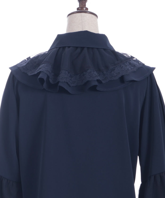 Princess Sleeves Style Frill Blouse with Ribbon