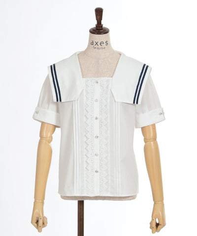 Marine Style Sailor Collar Blouse