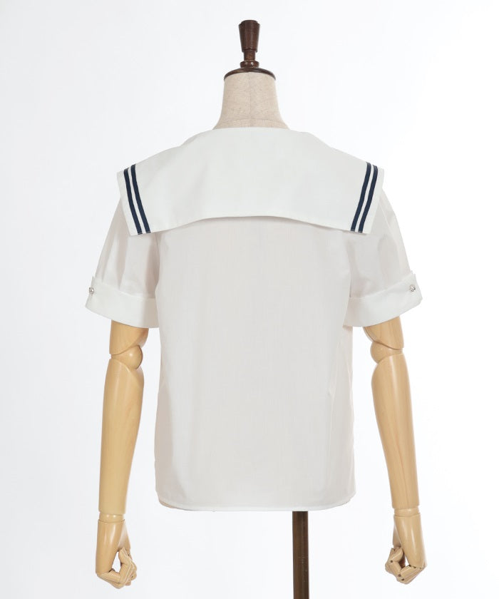 Marine Style Sailor Collar Blouse