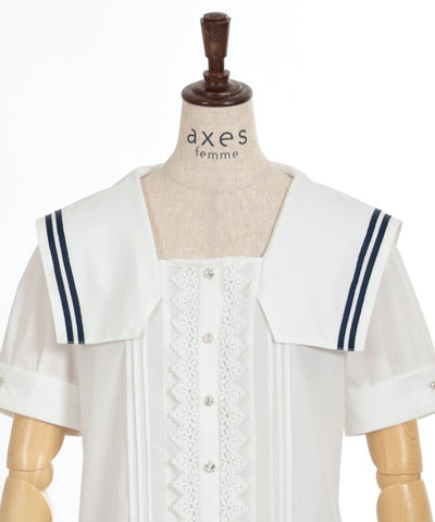 Marine Style Sailor Collar Blouse