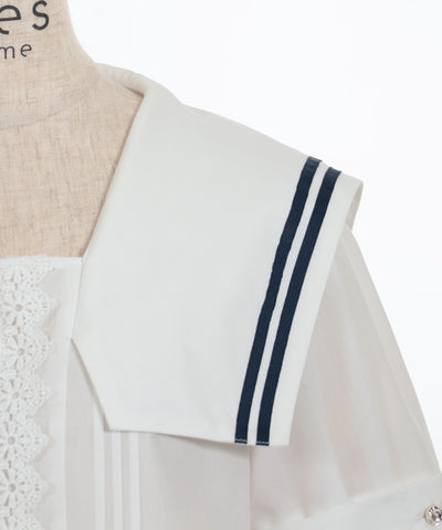 Marine Style Sailor Collar Blouse