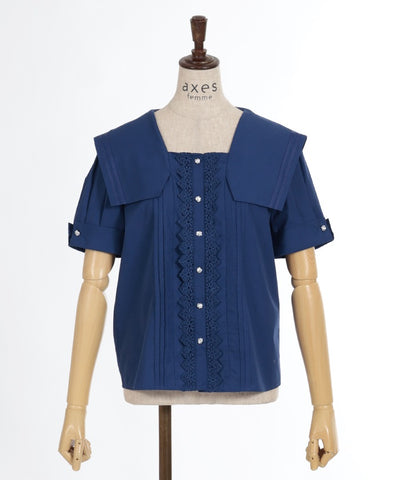 Marine Style Sailor Collar Blouse