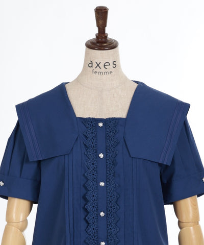 Marine Style Sailor Collar Blouse