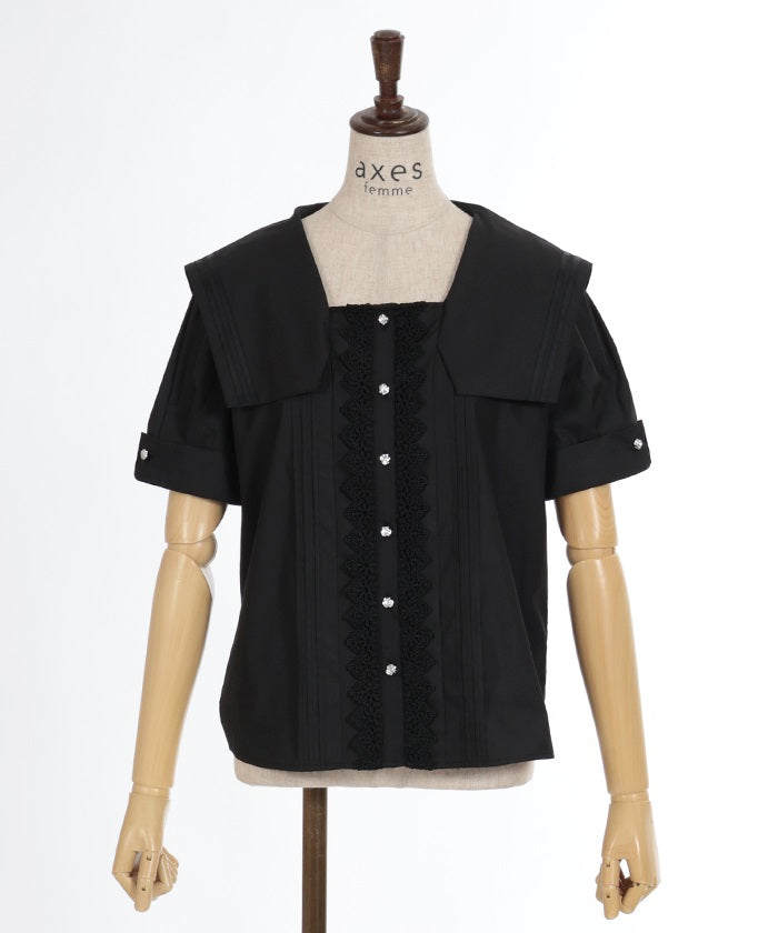 Marine Style Sailor Collar Blouse