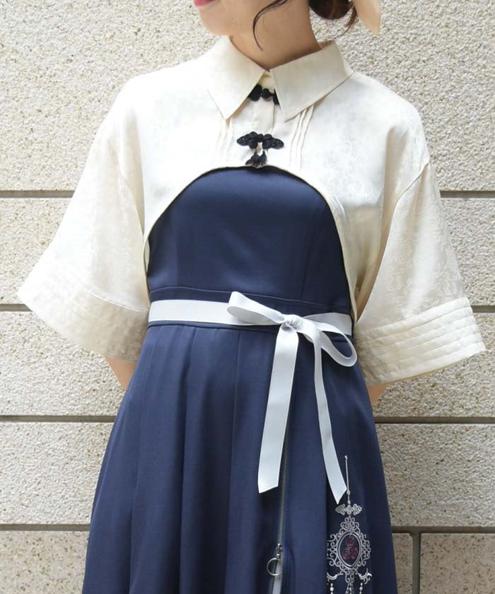 Chinese Button Short Bolero Blouse – axes femme from JAPAN