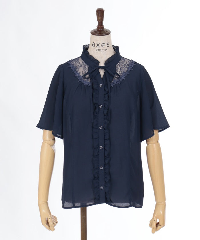 Sheer Lace Yoke Blouse