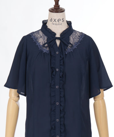 Sheer Lace Yoke Blouse