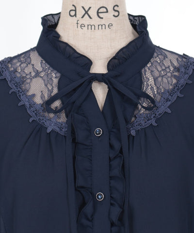 Sheer Lace Yoke Blouse