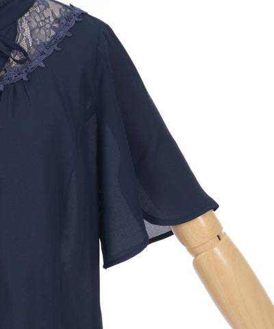 Sheer Lace Yoke Blouse