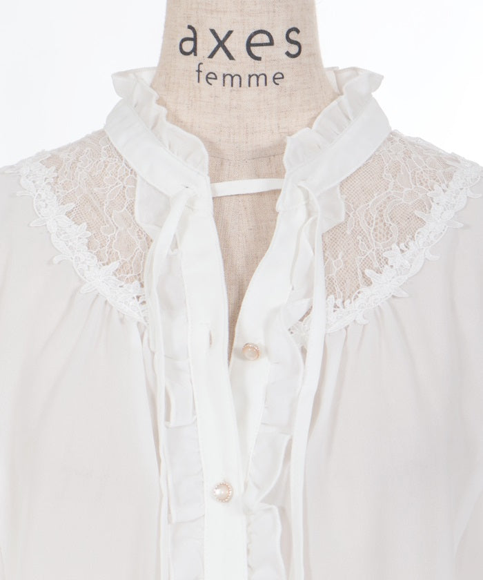 Sheer Lace Yoke Blouse