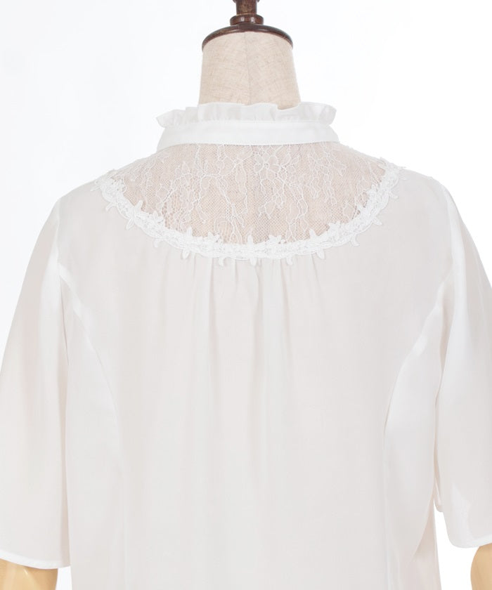 Sheer Lace Yoke Blouse