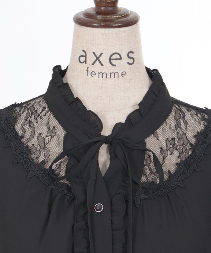 Sheer Lace Yoke Blouse