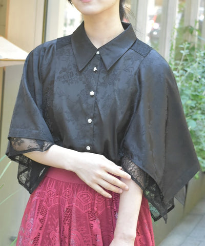 Cape Style Jacquard Blouse