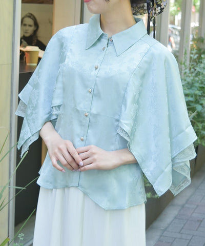 Cape Style Jacquard Blouse