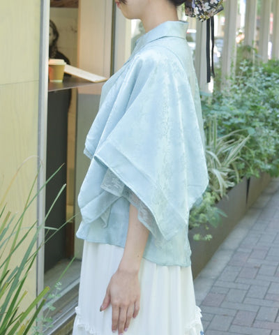 Cape Style Jacquard Blouse