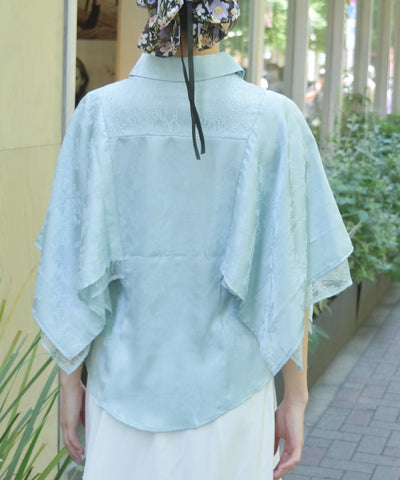Cape Style Jacquard Blouse