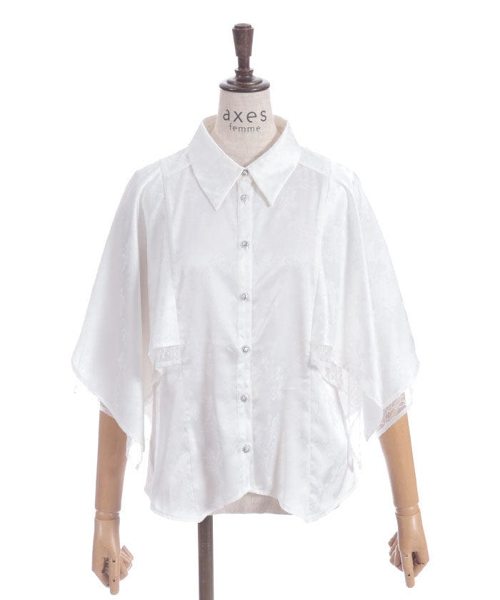 Cape Style Jacquard Blouse