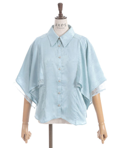 Cape Style Jacquard Blouse