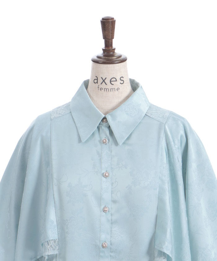 Cape Style Jacquard Blouse