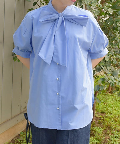 Big Ribbon Short Sleeve Blouse