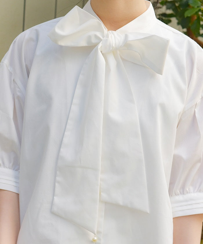 Big Ribbon Short Sleeve Blouse