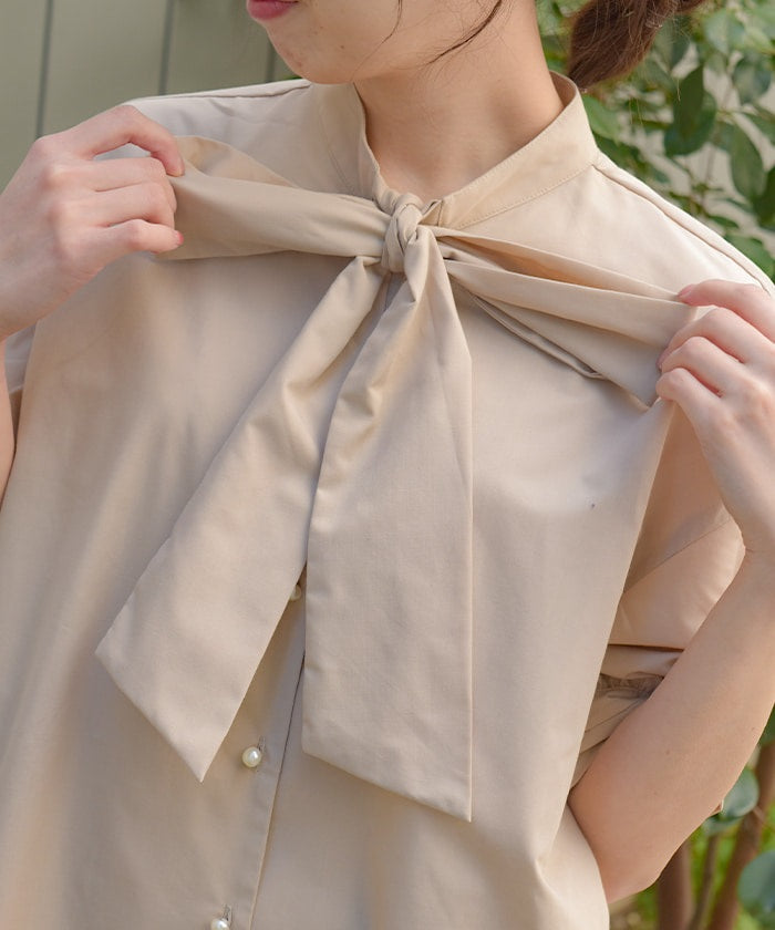 Big Ribbon Short Sleeve Blouse