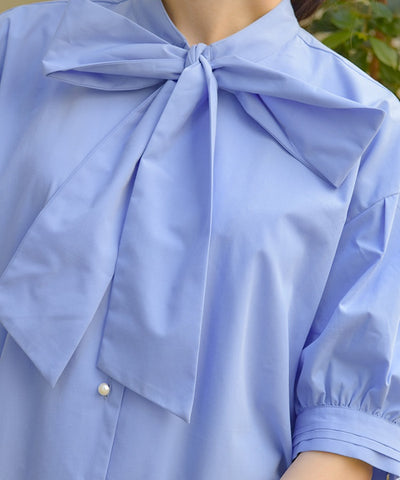 Big Ribbon Short Sleeve Blouse