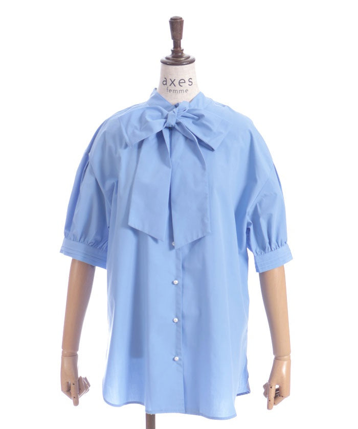 Big Ribbon Short Sleeve Blouse