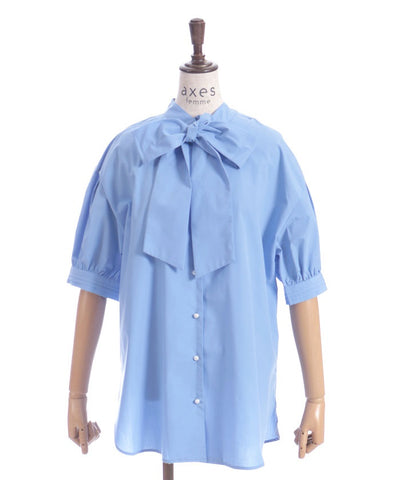 Big Ribbon Short Sleeve Blouse