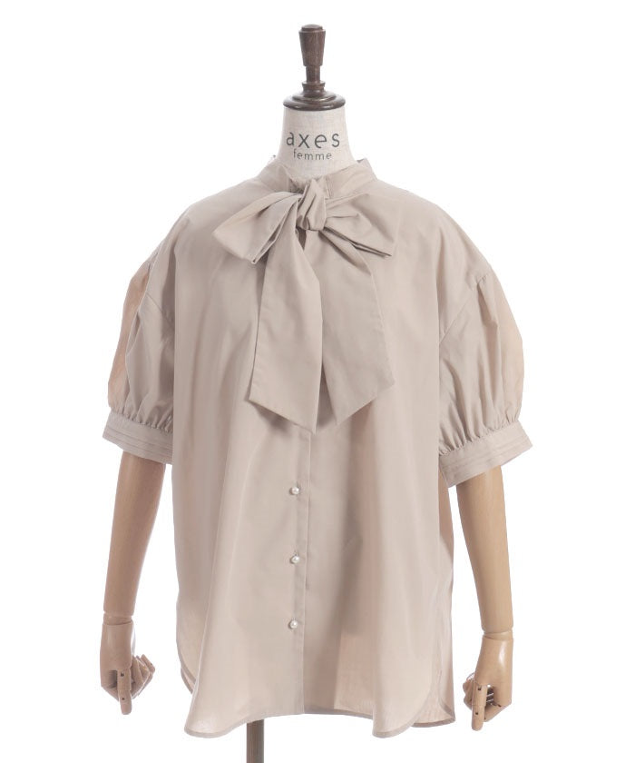 Big Ribbon Short Sleeve Blouse