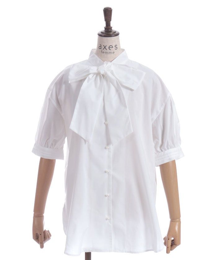Big Ribbon Short Sleeve Blouse
