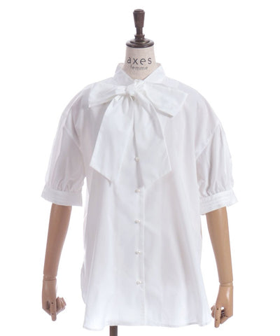 Big Ribbon Short Sleeve Blouse