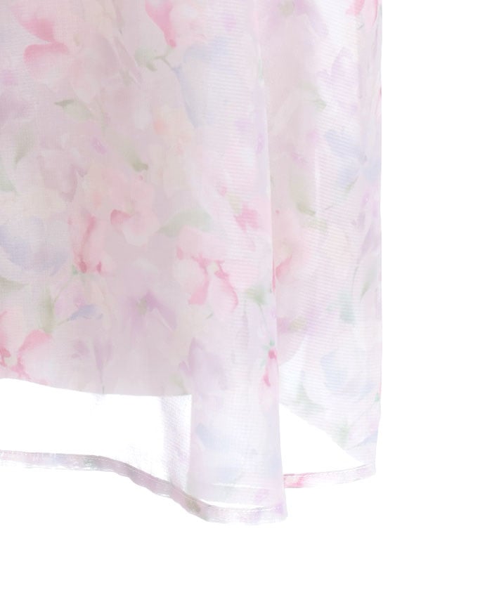 Floral Pattern Frill Sheer Blouse